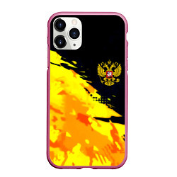 Чехол iPhone 11 Pro матовый Имперский герб россии краски, цвет: 3D-малиновый