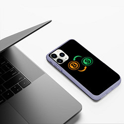 Чехол iPhone 11 Pro матовый Криптовалюта биткоин и доллар, цвет: 3D-светло-сиреневый — фото 2