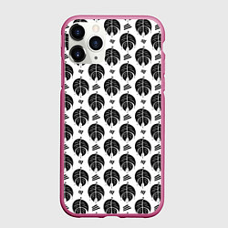 Чехол iPhone 11 Pro матовый Монстера и линии