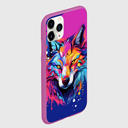 Чехол iPhone 11 Pro матовый Волк в стиле поп-арт, цвет: 3D-фиолетовый — фото 2