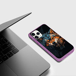 Чехол iPhone 11 Pro матовый Волчий свирепый оскал, цвет: 3D-фиолетовый — фото 2
