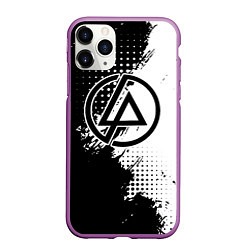 Чехол iPhone 11 Pro матовый Linkin park - черно-белая абстракция, цвет: 3D-фиолетовый