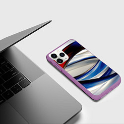 Чехол iPhone 11 Pro матовый Изогнутая абстракция, цвет: 3D-фиолетовый — фото 2