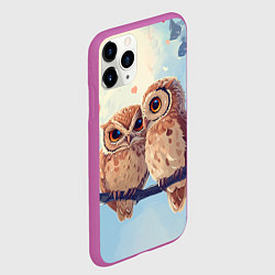 Чехол iPhone 11 Pro матовый Влюбленные совы 14 февраля, цвет: 3D-фиолетовый — фото 2