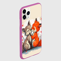 Чехол iPhone 11 Pro матовый Влюбленные лисички 14 февраля, цвет: 3D-фиолетовый — фото 2