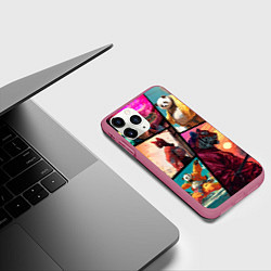 Чехол iPhone 11 Pro матовый Animal GTA, цвет: 3D-малиновый — фото 2