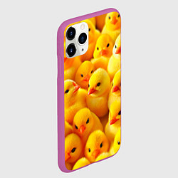 Чехол iPhone 11 Pro матовый С желтыми цыплятами, цвет: 3D-фиолетовый — фото 2