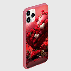 Чехол iPhone 11 Pro матовый Сердце и розы 14 февраля, цвет: 3D-малиновый — фото 2