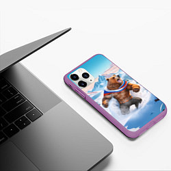 Чехол iPhone 11 Pro матовый Медведь с триколором, цвет: 3D-фиолетовый — фото 2