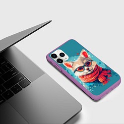 Чехол iPhone 11 Pro матовый Влюбленный лис в очках, цвет: 3D-фиолетовый — фото 2