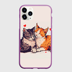 Чехол iPhone 11 Pro матовый Влюбленные коты 14 февраля