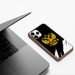Чехол iPhone 11 Pro матовый Герб РФ краска, цвет: 3D-коричневый — фото 2