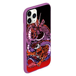 Чехол iPhone 11 Pro матовый Дракон и тигр в год дракона, цвет: 3D-фиолетовый — фото 2