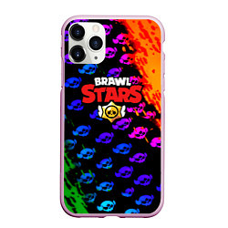 Чехол iPhone 11 Pro матовый Brawl stars неон лого паттерн