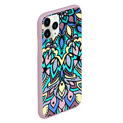 Чехол iPhone 11 Pro матовый Мандала ярко-голубой, цвет: 3D-розовый — фото 2