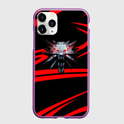 Чехол iPhone 11 Pro матовый Ведьмак дикая охота лого линии, цвет: 3D-фиолетовый