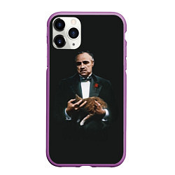 Чехол iPhone 11 Pro матовый Крестный отец и кот