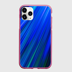 Чехол iPhone 11 Pro матовый Неоновые синии линии