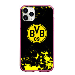 Чехол iPhone 11 Pro матовый Borussia краски жёлтые, цвет: 3D-малиновый