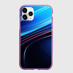 Чехол iPhone 11 Pro матовый Синяя и черная абстракция геометрическая