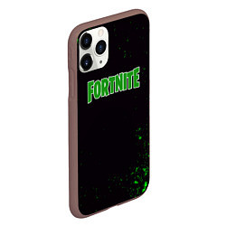 Чехол iPhone 11 Pro матовый Fortnite зеленый краски лого, цвет: 3D-коричневый — фото 2