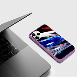 Чехол iPhone 11 Pro матовый Белая синяя красная острая абстракция, цвет: 3D-фиолетовый — фото 2