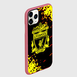 Чехол iPhone 11 Pro матовый Liverpool жёлтые краски текстура, цвет: 3D-малиновый — фото 2