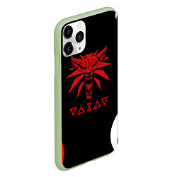 Чехол iPhone 11 Pro матовый Ведьмак лого охотник, цвет: 3D-салатовый — фото 2