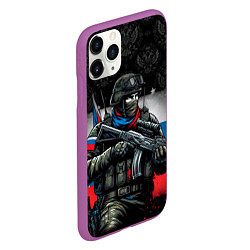 Чехол iPhone 11 Pro матовый Русский солдат, цвет: 3D-фиолетовый — фото 2