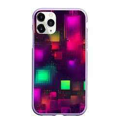 Чехол iPhone 11 Pro матовый Разноцветные квадраты и точки