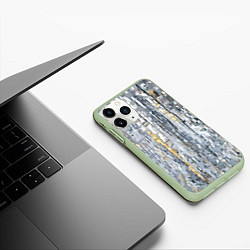 Чехол iPhone 11 Pro матовый Серебряные блоки, цвет: 3D-салатовый — фото 2