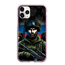Чехол iPhone 11 Pro матовый Русский солдат, цвет: 3D-розовый