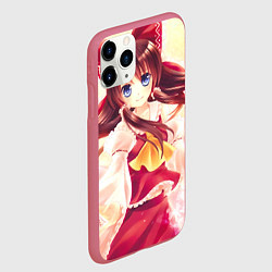 Чехол iPhone 11 Pro матовый Touhou Project Рейму улыбается, цвет: 3D-малиновый — фото 2