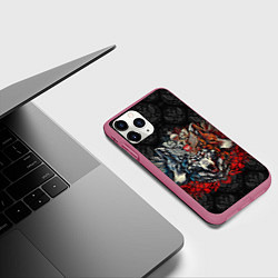 Чехол iPhone 11 Pro матовый Русские волки, цвет: 3D-малиновый — фото 2
