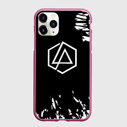 Чехол iPhone 11 Pro матовый Linkin park краски текстура рок, цвет: 3D-малиновый