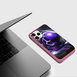 Чехол iPhone 11 Pro матовый Чероно фиолетовый киборг, цвет: 3D-малиновый — фото 2