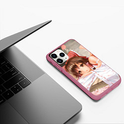 Чехол iPhone 11 Pro матовый Touhou Project Рейму милая, цвет: 3D-малиновый — фото 2