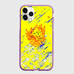 Чехол iPhone 11 Pro матовый Cyberpunk logo winter, цвет: 3D-фиолетовый