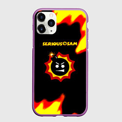 Чехол iPhone 11 Pro матовый Serious Sam лого краски с огнём, цвет: 3D-фиолетовый