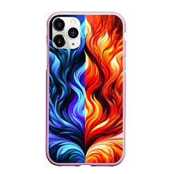 Чехол iPhone 11 Pro матовый Два огня, цвет: 3D-розовый