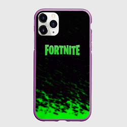 Чехол iPhone 11 Pro матовый Fortnite краски зелёные, цвет: 3D-фиолетовый