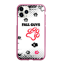 Чехол iPhone 11 Pro матовый Fall Guys kids game pattern, цвет: 3D-малиновый