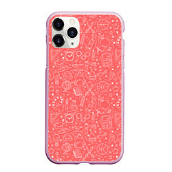 Чехол iPhone 11 Pro матовый Школьный розовый паттерн, цвет: 3D-розовый