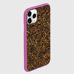 Чехол iPhone 11 Pro матовый Золотые узоры завитки, цвет: 3D-фиолетовый — фото 2