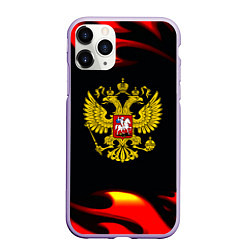 Чехол iPhone 11 Pro матовый Герб РФ огонь