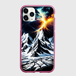 Чехол iPhone 11 Pro матовый Молнии и горы