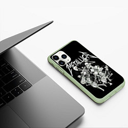 Чехол iPhone 11 Pro матовый Металлика - скелеты, цвет: 3D-салатовый — фото 2