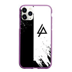 Чехол iPhone 11 Pro матовый Linkin park краски чёрнобелый, цвет: 3D-фиолетовый