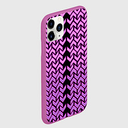 Чехол iPhone 11 Pro матовый Розовые галки на чёрном фоне киберпанк, цвет: 3D-фиолетовый — фото 2