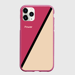 Чехол iPhone 11 Pro матовый Power бежево-розовый, цвет: 3D-малиновый